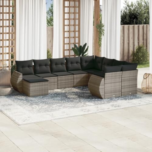 SDWEHO7 10er-Set Gartenmöbel, Outdoor Sitzgruppe mit Auflagen & Tisch, Balkonmöbel Balkonset Terrassenmöbel Garten Lounge Set, Grau Poly Rattan SDWEHO7 10er-Set Gartenmöbel, Outdoor Sitzgruppe mit Auflagen & Tisch, Balkonmöbel Balkonset Terrassenmöbel Garten Lounge Set, Grau Poly Rattan von SDWEHO7