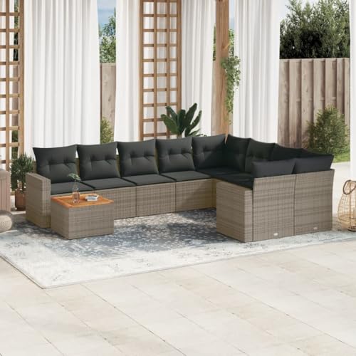 SDWEHO7 10er-Set Gartenmöbel, Outdoor Sitzgruppe mit Auflagen & Tisch, Balkonmöbel Balkonset Terrassenmöbel Garten Lounge Set, Grau Poly Rattan SDWEHO7 10er-Set Gartenmöbel, Outdoor Sitzgruppe mit Auflagen & Tisch, Balkonmöbel Balkonset Terrassenmöbel Garten Lounge Set, Grau Poly Rattan von SDWEHO7