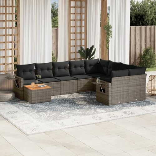 SDWEHO7 10er-Set Gartenmöbel, Outdoor Sitzgruppe mit Auflagen & Tisch, Balkonmöbel Balkonset Terrassenmöbel Garten Lounge Set, Grau Poly Rattan SDWEHO7 10er-Set Gartenmöbel, Outdoor Sitzgruppe mit Auflagen & Tisch, Balkonmöbel Balkonset Terrassenmöbel Garten Lounge Set, Grau Poly Rattan von SDWEHO7