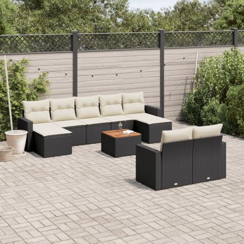 SDWEHO7 10er-Set Gartenmöbel, Outdoor Sitzgruppe mit Auflagen & Tisch, Balkonmöbel Balkonset Terrassenmöbel Garten Lounge Set, Schwarz Poly Rattan SDWEHO7 10er-Set Gartenmöbel, Outdoor Sitzgruppe mit Auflagen & Tisch, Balkonmöbel Balkonset Terrassenmöbel Garten Lounge Set, Schwarz Poly Rattan von SDWEHO7