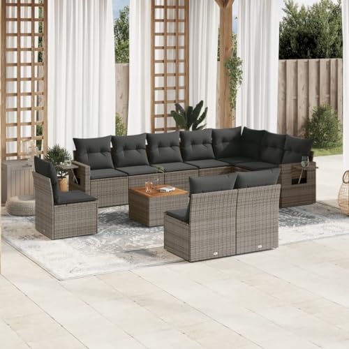 SDWEHO7 11er-Set Gartenmöbel, Outdoor Sitzgruppe mit Auflagen & Tisch, Balkonmöbel Balkonset Terrassenmöbel Garten Lounge Set, Grau Poly Rattan SDWEHO7 11er-Set Gartenmöbel, Outdoor Sitzgruppe mit Auflagen & Tisch, Balkonmöbel Balkonset Terrassenmöbel Garten Lounge Set, Grau Poly Rattan von SDWEHO7
