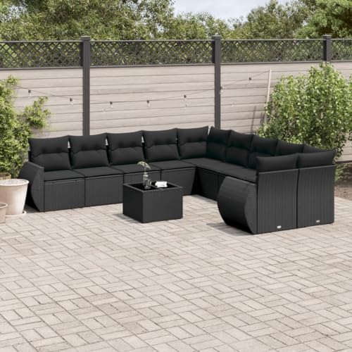 SDWEHO7 11er-Set Gartenmöbel, Outdoor Sitzgruppe mit Auflagen & Tisch, Balkonmöbel Balkonset Terrassenmöbel Garten Lounge Set, Schwarz Poly Rattan SDWEHO7 11er-Set Gartenmöbel, Outdoor Sitzgruppe mit Auflagen & Tisch, Balkonmöbel Balkonset Terrassenmöbel Garten Lounge Set, Schwarz Poly Rattan von SDWEHO7