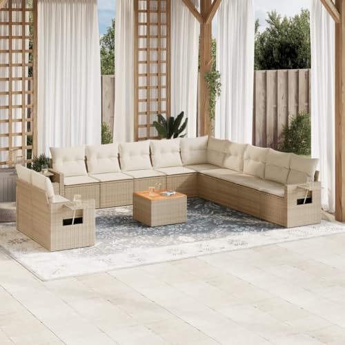 SDWEHO7 12er-Set Gartenmöbel, Outdoor Sitzgruppe mit Auflagen & Tisch, Balkonmöbel Balkonset Terrassenmöbel Garten Lounge Set, Beige Poly Rattan SDWEHO7 12er-Set Gartenmöbel, Outdoor Sitzgruppe mit Auflagen & Tisch, Balkonmöbel Balkonset Terrassenmöbel Garten Lounge Set, Beige Poly Rattan von SDWEHO7