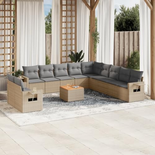 12er-Set Gartenmöbel, Outdoor Sitzgruppe mit Auflagen & Tisch, Balkonmöbel Balkonset Terrassenmöbel Garten Lounge Set, Beige Poly Rattan 12er-Set Gartenmöbel, Outdoor Sitzgruppe mit Auflagen & Tisch, Balkonmöbel Balkonset Terrassenmöbel Garten Lounge Set, Beige Poly Rattan von SDWEHO7