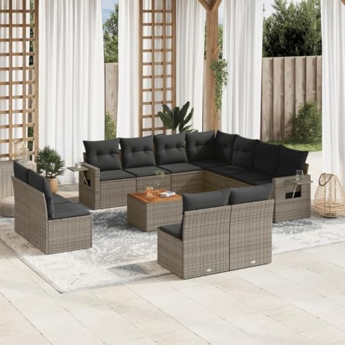 SDWEHO7 12er-Set Gartenmöbel, Outdoor Sitzgruppe mit Auflagen & Tisch, Balkonmöbel Balkonset Terrassenmöbel Garten Lounge Set, Grau Poly Rattan SDWEHO7 12er-Set Gartenmöbel, Outdoor Sitzgruppe mit Auflagen & Tisch, Balkonmöbel Balkonset Terrassenmöbel Garten Lounge Set, Grau Poly Rattan von SDWEHO7