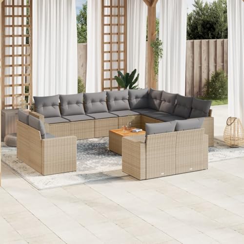 SDWEHO7 13er-Set Gartenmöbel, Outdoor Sitzgruppe mit Auflagen & Gartentisch, Balkonmöbel Balkonset Terrassenmöbel Garten Lounge Set, Beige Poly Rattan SDWEHO7 13er-Set Gartenmöbel, Outdoor Sitzgruppe mit Auflagen & Gartentisch, Balkonmöbel Balkonset Terrassenmöbel Garten Lounge Set, Beige Poly Rattan von SDWEHO7