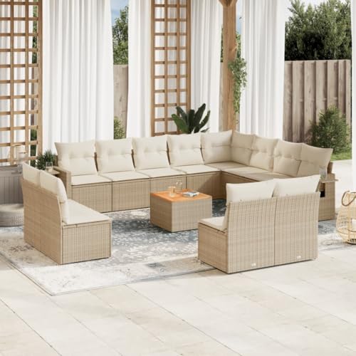 SDWEHO7 13er-Set Gartenmöbel, Outdoor Sitzgruppe mit Auflagen & Gartentisch, Balkonmöbel Balkonset Terrassenmöbel Garten Lounge Set, Beige Poly Rattan SDWEHO7 13er-Set Gartenmöbel, Outdoor Sitzgruppe mit Auflagen & Gartentisch, Balkonmöbel Balkonset Terrassenmöbel Garten Lounge Set, Beige Poly Rattan von SDWEHO7