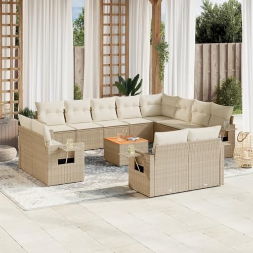 SDWEHO7 13er-Set Gartenmöbel, Outdoor Sitzgruppe mit Auflagen & Gartentisch, Balkonmöbel Balkonset Terrassenmöbel Garten Lounge Set, Beige Poly Rattan SDWEHO7 13er-Set Gartenmöbel, Outdoor Sitzgruppe mit Auflagen & Gartentisch, Balkonmöbel Balkonset Terrassenmöbel Garten Lounge Set, Beige Poly Rattan von SDWEHO7