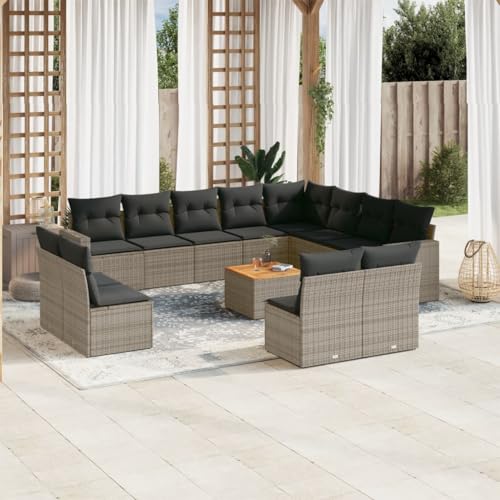 SDWEHO7 13er-Set Gartenmöbel, Outdoor Sitzgruppe mit Auflagen & Gartentisch, Balkonmöbel Balkonset Terrassenmöbel Garten Lounge Set, Grau Poly Rattan SDWEHO7 13er-Set Gartenmöbel, Outdoor Sitzgruppe mit Auflagen & Gartentisch, Balkonmöbel Balkonset Terrassenmöbel Garten Lounge Set, Grau Poly Rattan von SDWEHO7
