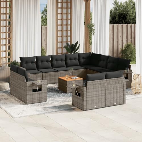 SDWEHO7 13er-Set Gartenmöbel, Outdoor Sitzgruppe mit Auflagen & Gartentisch, Balkonmöbel Balkonset Terrassenmöbel Garten Lounge Set, Grau Poly Rattan SDWEHO7 13er-Set Gartenmöbel, Outdoor Sitzgruppe mit Auflagen & Gartentisch, Balkonmöbel Balkonset Terrassenmöbel Garten Lounge Set, Grau Poly Rattan von SDWEHO7