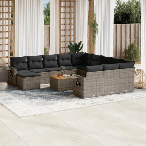 SDWEHO7 13er-Set Gartenmöbel, Outdoor Sitzgruppe mit Auflagen & Gartentisch, Balkonmöbel Balkonset Terrassenmöbel Garten Lounge Set, Grau Poly Rattan SDWEHO7 13er-Set Gartenmöbel, Outdoor Sitzgruppe mit Auflagen & Gartentisch, Balkonmöbel Balkonset Terrassenmöbel Garten Lounge Set, Grau Poly Rattan von SDWEHO7