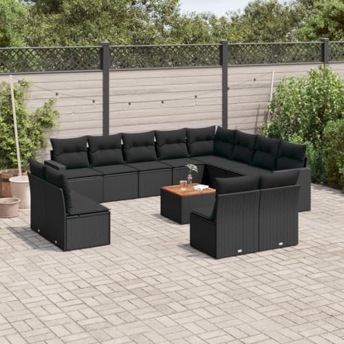 SDWEHO7 13er-Set Gartenmöbel, Outdoor Sitzgruppe mit Auflagen & Gartentisch, Balkonmöbel Balkonset Terrassenmöbel Garten Lounge Set, Schwarz Poly Rattan SDWEHO7 13er-Set Gartenmöbel, Outdoor Sitzgruppe mit Auflagen & Gartentisch, Balkonmöbel Balkonset Terrassenmöbel Garten Lounge Set, Schwarz Poly Rattan von SDWEHO7