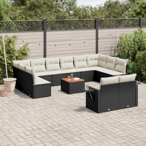 SDWEHO7 13er-Set Gartenmöbel, Outdoor Sitzgruppe mit Auflagen & Gartentisch, Balkonmöbel Balkonset Terrassenmöbel Garten Lounge Set, Schwarz Poly Rattan SDWEHO7 13er-Set Gartenmöbel, Outdoor Sitzgruppe mit Auflagen & Gartentisch, Balkonmöbel Balkonset Terrassenmöbel Garten Lounge Set, Schwarz Poly Rattan von SDWEHO7