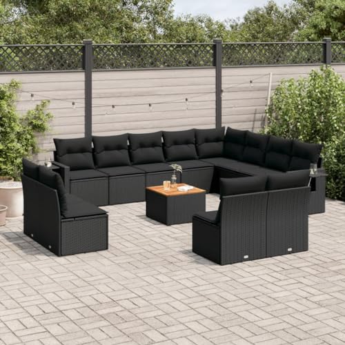 SDWEHO7 13er-Set Gartenmöbel, Outdoor Sitzgruppe mit Auflagen & Gartentisch, Balkonmöbel Balkonset Terrassenmöbel Garten Lounge Set, Schwarz Poly Rattan SDWEHO7 13er-Set Gartenmöbel, Outdoor Sitzgruppe mit Auflagen & Gartentisch, Balkonmöbel Balkonset Terrassenmöbel Garten Lounge Set, Schwarz Poly Rattan von SDWEHO7
