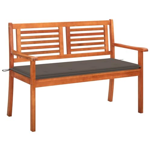 SDWEHO7 2-Sitzer Gartenbank Sitzbank Outdoor Balkonbank Terrassenbank Balkonmöbel mit Auflage 120 cm Massivholz Eukalyptus von SDWEHO7