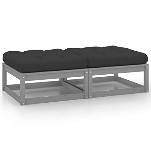 SDWEHO7 2er-Set Garten Hocker mit Auflagen, Outdoor Sitzfläche Balkon Lounge Sitzhocker Fußhocker Fußablage Fußstütze Gartenmöbel, Grau Massivholz Kiefer SDWEHO7 2er-Set Garten Hocker mit Auflagen, Outdoor Sitzfläche Balkon Lounge Sitzhocker Fußhocker Fußablage Fußstütze Gartenmöbel, Grau Massivholz Kiefer von SDWEHO7