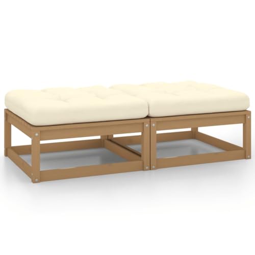 SDWEHO7 2er-Set Garten Hocker mit Auflagen, Outdoor Sitzfläche Balkon Lounge Sitzhocker Fußhocker Fußablage Fußstütze Gartenmöbel, Honigbraun Massivholz Kiefer SDWEHO7 2er-Set Garten Hocker mit Auflagen, Outdoor Sitzfläche Balkon Lounge Sitzhocker Fußhocker Fußablage Fußstütze Gartenmöbel, Honigbraun Massivholz Kiefer von SDWEHO7