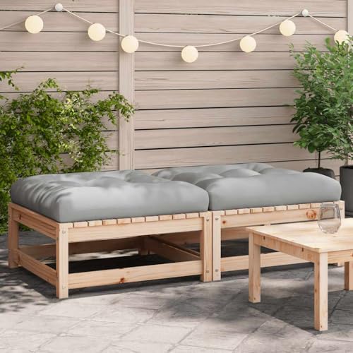 2er-Set Gartenhocker Sitzhocker Outdoor Modular Hocker Fußhocker Lounge Hocker Fußhocker Gartenmöbel mit Kissen, Massivholz Kiefer von SDWEHO7