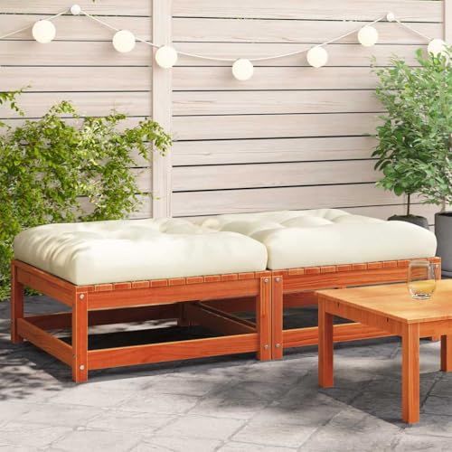 SDWEHO7 2er-Set Gartenhocker Sitzhocker Outdoor Modular Hocker Fußhocker Lounge Hocker Fußhocker Gartenmöbel mit Kissen, Wachsbraun Massivholz Kiefer SDWEHO7 2er-Set Gartenhocker Sitzhocker Outdoor Modular Hocker Fußhocker Lounge Hocker Fußhocker Gartenmöbel mit Kissen, Wachsbraun Massivholz Kiefer von SDWEHO7