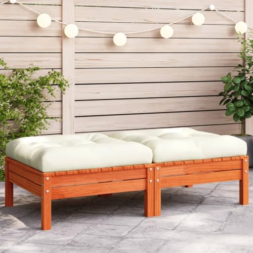 SDWEHO7 2er-Set Gartenhocker Sitzhocker Outdoor Modular Hocker Fußhocker Lounge Hocker Fußhocker Gartenmöbel mit Kissen, Wachsbraun Massivholz Kiefer SDWEHO7 2er-Set Gartenhocker Sitzhocker Outdoor Modular Hocker Fußhocker Lounge Hocker Fußhocker Gartenmöbel mit Kissen, Wachsbraun Massivholz Kiefer von SDWEHO7