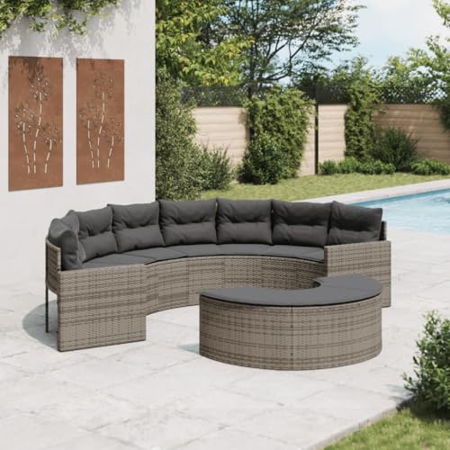 SDWEHO7 2er-Set Gartenmöbel, Outdoor Sitzgruppe mit Auflagen & Hocker, Balkonmöbel Balkonset Terrassenmöbel Garten Lounge Set, Halbrund Grau Poly Rattan SDWEHO7 2er-Set Gartenmöbel, Outdoor Sitzgruppe mit Auflagen & Hocker, Balkonmöbel Balkonset Terrassenmöbel Garten Lounge Set, Halbrund Grau Poly Rattan von SDWEHO7