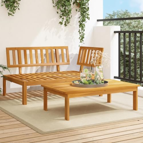 SDWEHO7 2er-Set Gartenmöbel, Outdoor Sitzgruppe mit Tisch, Balkonmöbel Balkonset Terrassenmöbel Garten Lounge Set, Massivholz Akazie von SDWEHO7
