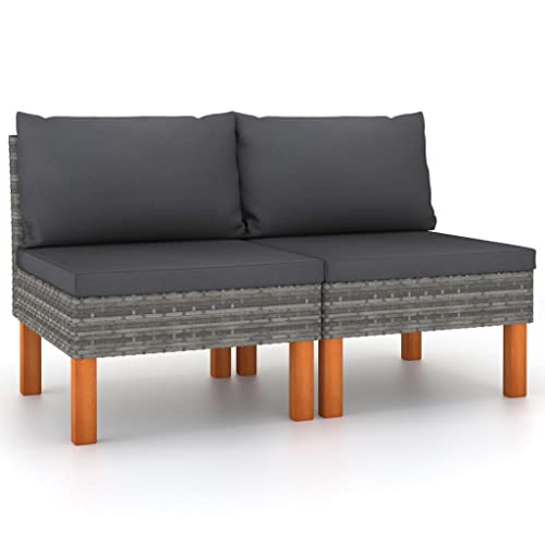 SDWEHO7 2er-Set Gartensofa, 2-Sitzer Lounge Sofa Outdoor Gartenmöbel Mittelsofa Terrassensofa Gartenbank Gartenlounge Sofa, Poly Rattan und Eukalyptus Massivholz SDWEHO7 2er-Set Gartensofa, 2-Sitzer Lounge Sofa Outdoor Gartenmöbel Mittelsofa Terrassensofa Gartenbank Gartenlounge Sofa, Poly Rattan und Eukalyptus Massivholz von SDWEHO7
