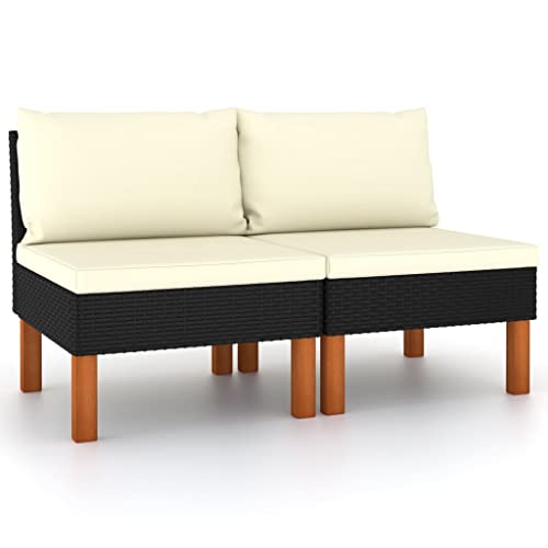 SDWEHO7 2er-Set Gartensofa, 2-Sitzer Lounge Sofa Outdoor Gartenmöbel Mittelsofa Terrassensofa Gartenbank Gartenlounge Sofa, Poly Rattan und Eukalyptus Massivholz SDWEHO7 2er-Set Gartensofa, 2-Sitzer Lounge Sofa Outdoor Gartenmöbel Mittelsofa Terrassensofa Gartenbank Gartenlounge Sofa, Poly Rattan und Eukalyptus Massivholz von SDWEHO7