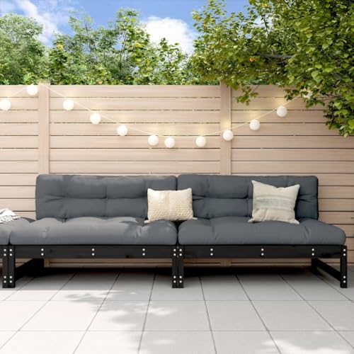 SDWEHO7 2er-Set Gartensofa, 2-Sitzer Lounge Sofa Outdoor Gartenmöbel Mittelsofa Terrassensofa Gartenbank Gartenlounge Sofa, Schwarz 120x80 cm Massivholz Kiefer SDWEHO7 2er-Set Gartensofa, 2-Sitzer Lounge Sofa Outdoor Gartenmöbel Mittelsofa Terrassensofa Gartenbank Gartenlounge Sofa, Schwarz 120x80 cm Massivholz Kiefer von SDWEHO7