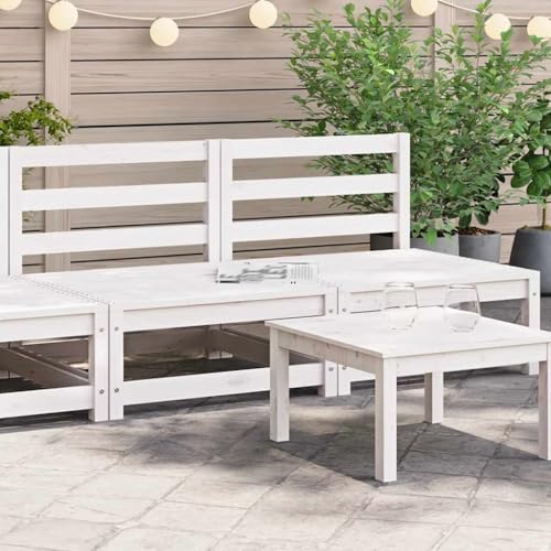 SDWEHO7 2er-Set Gartensofa, 2-Sitzer Lounge Sofa Outdoor Gartenmöbel Mittelsofa Terrassensofa Gartenbank Gartenlounge Sofa, Weiß Kiefer Massivholz von SDWEHO7