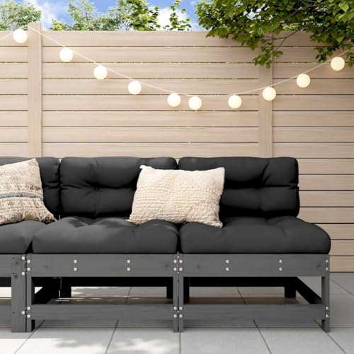 SDWEHO7 2er-Set Gartensofa, 2-Sitzer Lounge Sofa mit Kissen, Outdoor Gartenmöbel Mittelsofa Terrassensofa Gartenbank Gartenlounge Sofa, Grau Massivholz Kiefer SDWEHO7 2er-Set Gartensofa, 2-Sitzer Lounge Sofa mit Kissen, Outdoor Gartenmöbel Mittelsofa Terrassensofa Gartenbank Gartenlounge Sofa, Grau Massivholz Kiefer von SDWEHO7