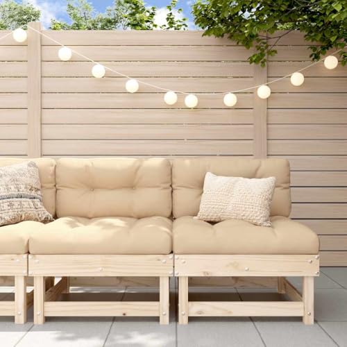 SDWEHO7 2er-Set Gartensofa, 2-Sitzer Lounge Sofa mit Kissen, Outdoor Gartenmöbel Mittelsofa Terrassensofa Gartenbank Gartenlounge Sofa, Massivholz Kiefer von SDWEHO7