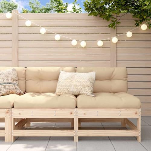 SDWEHO7 2er-Set Gartensofa, 2-Sitzer Lounge Sofa mit Kissen, Outdoor Gartenmöbel Mittelsofa Terrassensofa Gartenbank Gartenlounge Sofa, Massivholz Kiefer von SDWEHO7