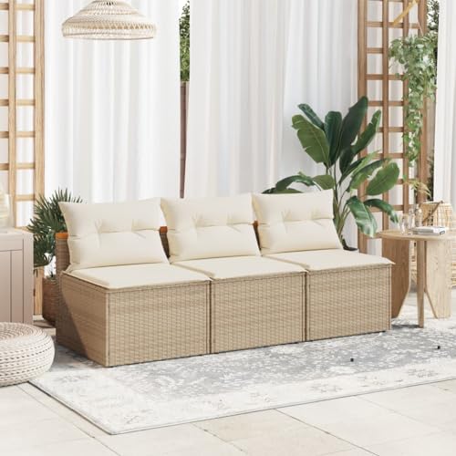 SDWEHO7 2er-Set Gartensofa Lounge Sofa Outdoor Gartenmöbel ohne Armlehnen Gartenstuhl Terrassensofa Gartenlounge Sofa mit Kissen, Beige Poly Rattan SDWEHO7 2er-Set Gartensofa Lounge Sofa Outdoor Gartenmöbel ohne Armlehnen Gartenstuhl Terrassensofa Gartenlounge Sofa mit Kissen, Beige Poly Rattan von SDWEHO7