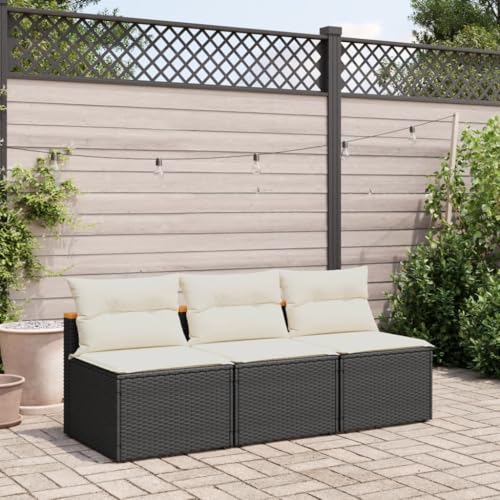 SDWEHO7 2er-Set Gartensofa Lounge Sofa Outdoor Gartenmöbel ohne Armlehnen Gartenstuhl Terrassensofa Gartenlounge Sofa mit Kissen, Schwarz Poly Rattan SDWEHO7 2er-Set Gartensofa Lounge Sofa Outdoor Gartenmöbel ohne Armlehnen Gartenstuhl Terrassensofa Gartenlounge Sofa mit Kissen, Schwarz Poly Rattan von SDWEHO7