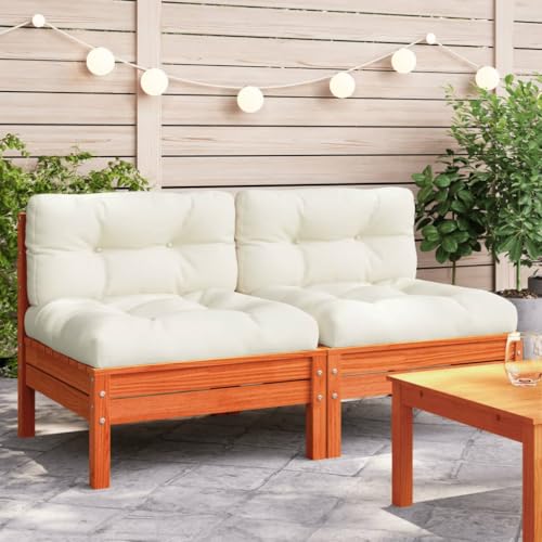 SDWEHO7 2er-Set Gartensofa Lounge Sofa Outdoor Gartenmöbel ohne Armlehnen Gartenstuhl Terrassensofa Gartenlounge Sofa mit Kissen Wachsbraun Kiefer SDWEHO7 2er-Set Gartensofa Lounge Sofa Outdoor Gartenmöbel ohne Armlehnen Gartenstuhl Terrassensofa Gartenlounge Sofa mit Kissen Wachsbraun Kiefer von SDWEHO7