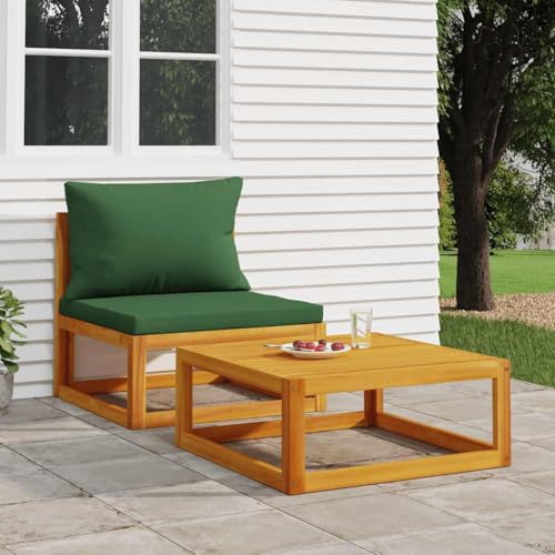 SDWEHO7 2er-Set Gartensofa Lounge Sofa mit Kissen, Outdoor Terrassensofa Gartenbank Gartenlounge Sofa Gartenmöbel (Mittelsofa + Couchtisch) Massivholz Akazie von SDWEHO7