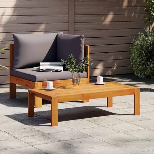 SDWEHO7 2er-Set Gartensofa Lounge Sofa mit Kissen, Outdoor Terrassensofa Gartenbank Gartenlounge Sofa Gartenmöbel (Mittelsofa + Couchtisch) Massivholz Akazie von SDWEHO7