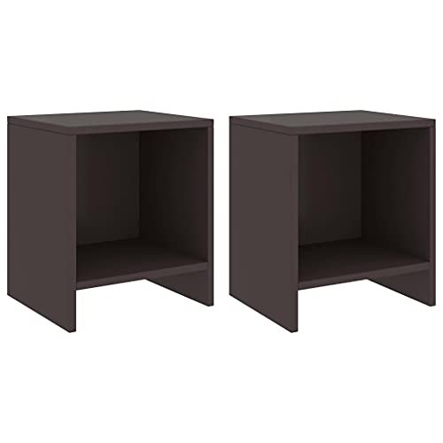 SDWEHO7 2er Set Holz-Nachtschrank mit 1 Regal, Nachttisch, Lampentisch, Telefontisch, Beistelltisch, Beistellschränke für Schlafzimmer und Wohnzimmer, Dunkelbraun 35x30x40 cm Kiefer Massivholz von SDWEHO7