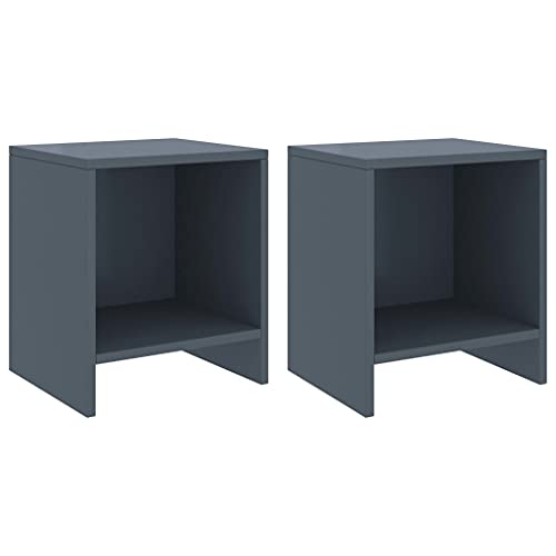 SDWEHO7 2er Set Holz-Nachtschrank mit 1 Regal, Nachttisch, Lampentisch, Telefontisch, Beistelltisch, Beistellschränke für Schlafzimmer und Wohnzimmer, Hellgrau 35x30x40 cm Kiefer Massivholz von SDWEHO7