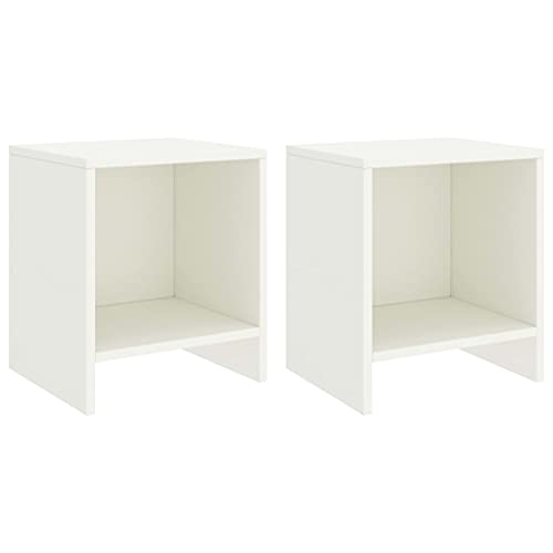 SDWEHO7 2er Set Holz-Nachtschrank mit 1 Regal, Nachttisch, Lampentisch, Telefontisch, Beistelltisch, Beistellschränke für Schlafzimmer und Wohnzimmer, Weiß 35x30x40 cm Kiefer Massivholz von SDWEHO7