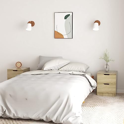 SDWEHO7 2er Set Modernem Nachtschrank, Nachttisch mit 2 Schublade, Lampentisch, Beistelltisch, Beistellschränke für Schlafzimmer und Wohnzimmer, Sonoma-Eiche 40x40x50 cm Spanplatte von SDWEHO7