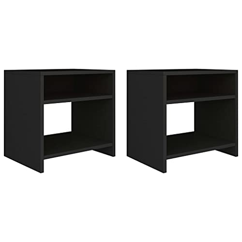 SDWEHO7 2er Set Moderner Nachtschrank für Boxspringbett, Nachttisch mit offene Fach und der Regalboden, Nachtkommode, Ablagetisch, Beistellschränke, Schwarz 40x30x40 cm Holzwerkstoff von SDWEHO7