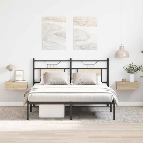 SDWEHO7 2er Set Nachtschrank, Wandmontierte Nachttisch mit Stauraum, Nachtkonsole, Nachtkommode, Schlafzimmer-Möbel, Ablagetisch, Beistellschränke, Sonoma-Eiche 40x30x15 cm Holzwerkstoff von SDWEHO7