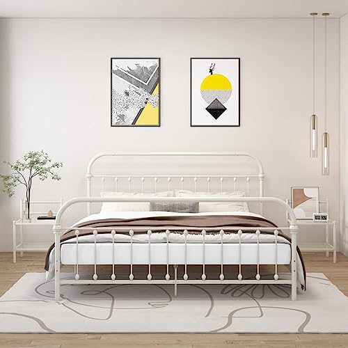 SDWEHO7 2er Set Nachtschrank mit Glasablage, Metallgestell, Lampentisch, Beistelltisch, Nachttisch, Beistellschränke für Schlafzimmer und Wohnzimmer, Weiß Transparent Metall und Glas von SDWEHO7
