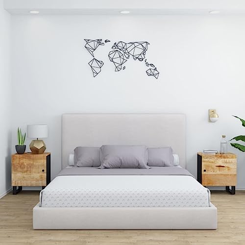 SDWEHO7 2er Set Nachtschrank mit Stauraum und Eisenbeine, Nachttisch, Nachtkommode, Beistelltisch für Schlafzimmer/Wohnzimmer, Ablagetisch, 40x33x46 cm Massivholz Mango von SDWEHO7