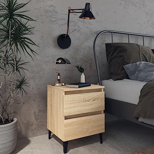 SDWEHO7 2er Set Nachtschrank mit Zwei Schubladen und Metallbeinen, Nachttisch, Beistelltisch, Nachtkommode für Boxspringbett, Nachtkonsole, Schlafzimmer-Möbel, Sonoma-Eiche 40x35x50 cm Holzwerkstoff SDWEHO7 2er Set Nachtschrank mit Zwei Schubladen und Metallbeinen, Nachttisch, Beistelltisch, Nachtkommode für Boxspringbett, Nachtkonsole, Schlafzimmer-Möbel, Sonoma-Eiche 40x35x50 cm Holzwerkstoff von SDWEHO7