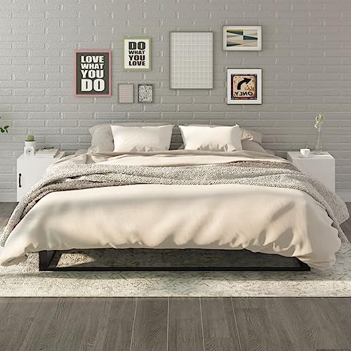 SDWEHO7 2er Set Nachttisch, Aufbewahrungsschrank mit EIN Tür, Beistelltisch, Nachtschrank, Beistellschrank, Nachtkommode für Schlafzimmer/Wohnzimmer, Hochglanz-Weiß Holzwerkstoff 40 x 40 x 50 cm von SDWEHO7