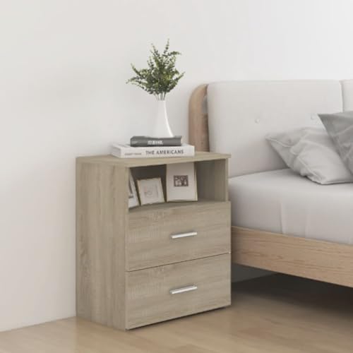 SDWEHO7 2er Set Nachttisch, Nachtschrank, Beistelltisch, Nachtkonsole mit Zwei Schubladen und Einer Ablagefläche, Nachtkommode, Schlafzimmer-Möbel, Sonoma-Eiche 50x32x60 cm SDWEHO7 2er Set Nachttisch, Nachtschrank, Beistelltisch, Nachtkonsole mit Zwei Schubladen und Einer Ablagefläche, Nachtkommode, Schlafzimmer-Möbel, Sonoma-Eiche 50x32x60 cm von SDWEHO7
