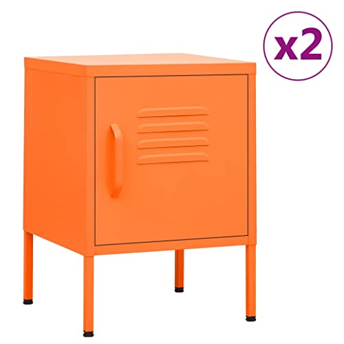 SDWEHO7 2er Set Nachttisch mit 1 verstellbaren Einlegeboden und 1 Verschluss, Nachtschrank, Lampentisch, Beistelltisch, Beistellschränke für Schlafzimmer, Orange 35x35x51 cm Stahl SDWEHO7 2er Set Nachttisch mit 1 verstellbaren Einlegeboden und 1 Verschluss, Nachtschrank, Lampentisch, Beistelltisch, Beistellschränke für Schlafzimmer, Orange 35x35x51 cm Stahl von SDWEHO7